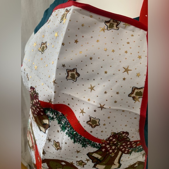 Christmas holiday kitchen apron singing bears Christmas bells Mandil de navidad - Picture 4 of 9